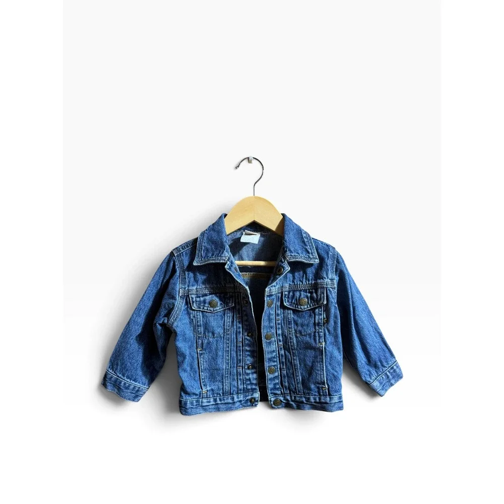 Faded Glory Kids Blue Denim Jacket Vintage 90s Style  Wash Trucker Coat